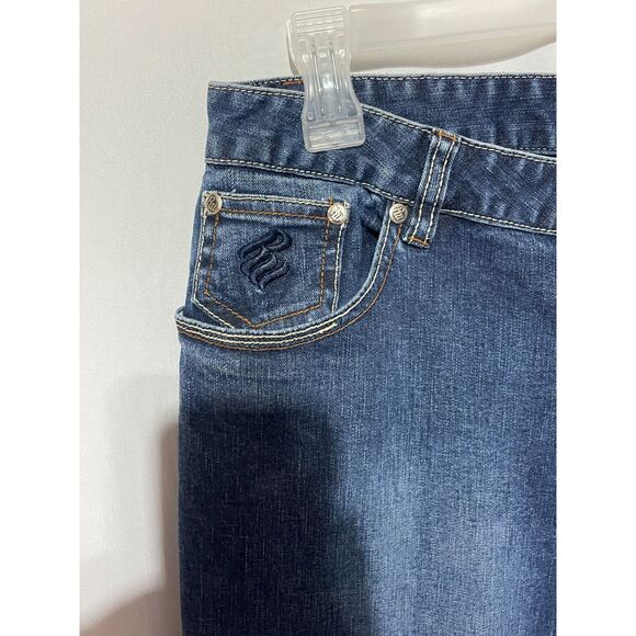 Deadstock RocaWear Y2k Low Rise Baggy Wide Leg Dark Jeans 15/16 - Picture 8 of 12